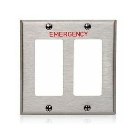Leviton Decora Wallplate, Gang 2, Brushed Stainless Steel 84409-E40