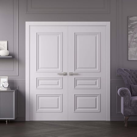 Sartodoors Interior Double Doors 56x96 inches White Solid Core Modern Interior ROYAL9833DD-EMAL-5696