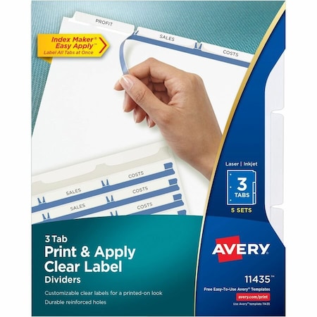 Avery Dividers, Index, Reg Tab, 3Tab 5PK AVE11435