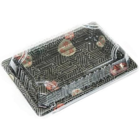 Ecoquality 6.5x5.5 Inch Black Sushi Trays with Lid, For Desserts, Appetizers and Takeout, 1500PK EQSUST008-1500