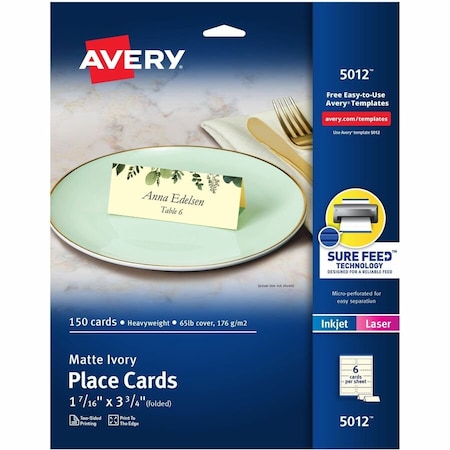 Avery Ivory Place Cards, Two-Sided Prin, PK150 5012
