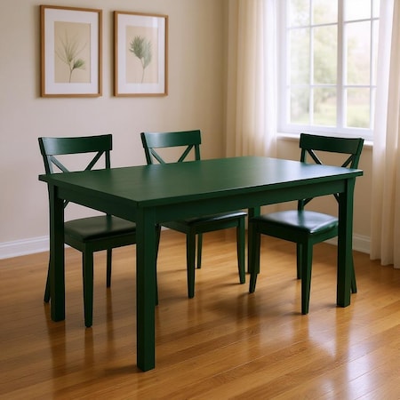 Homeroots 60" Dark Green Solid Wood Dining Table 548919
