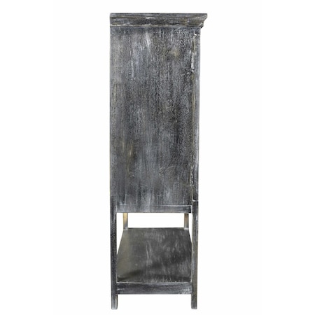 Homeroots 40in Distressed Wash Dark Gray Solid Wood Two Door Accent Cabinet 490160