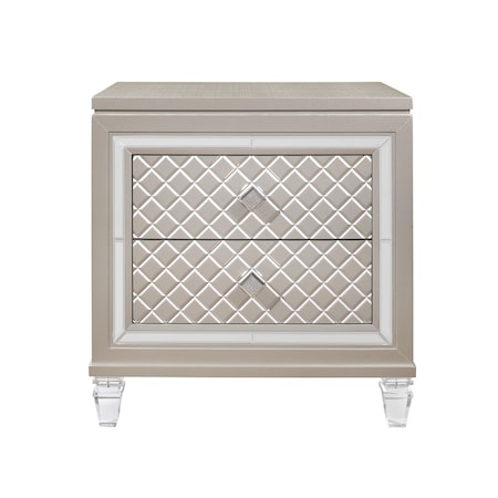 Homeroots 26" Solid and Manufactured Wood And Mirrored Glass Nightstand 384037