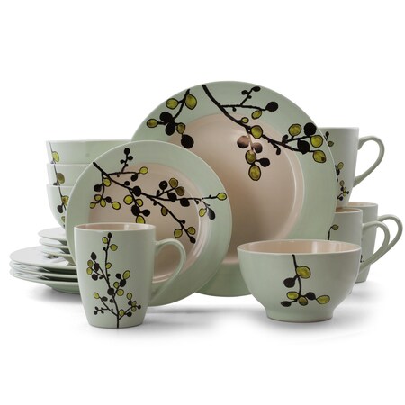 Elama Retro Bloom 16 Piece Luxurious Stoneware Dinnerware with Complete Setting for 4 EL-RETROBLOOM16