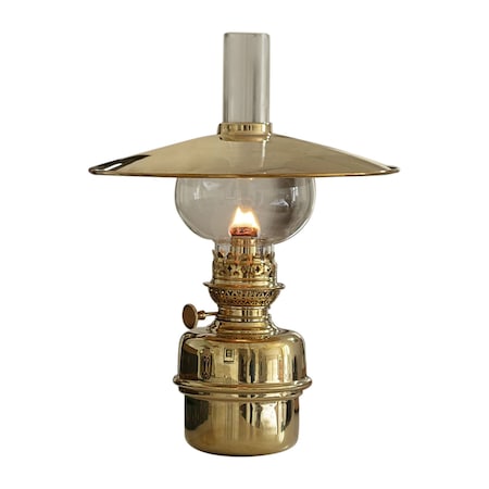 Kings County Tools Oil Lamp 14.5 in Tall Nautical Lamp with Captain’s Shade, Brass Body & Glass Bulb Decorative Lantern GW78A05-25