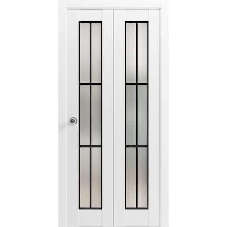 Sartodoors Sliding Closet Bi-fold Doors Planum 2122 White Solid Core Modern Interior PLANUM2122BF-WS-72 x 84 (2* 36x84)