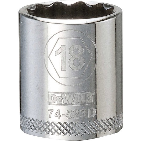 Dewalt Socket, 12 pt, 3/8in, 18 mm DWMT74523OSP
