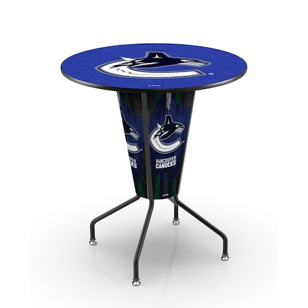 Holland Bar Stool Co Lighted 42" Black Vancouver Canucks Pub Table L218B42VanCan36RVanCan