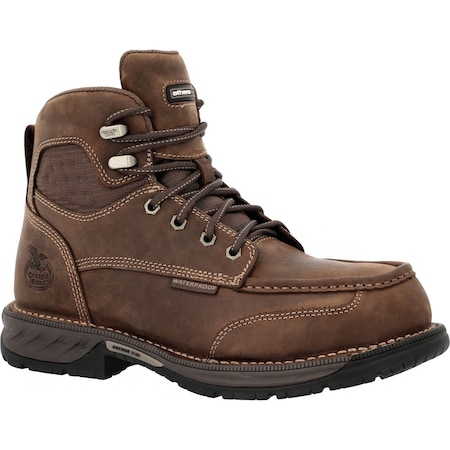 Georgia Boot Athens 360 6" Side-Zip Waterproof Nano Composite Toe Moc-Toe Work Boot, Brown, Size 11.5 GB00737