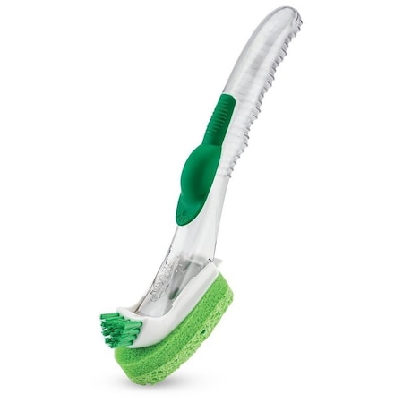 Libman LIBMAN Glass and Dish Wand with Scrub Brush, 11 in OAL, Natural Cellulose/PET Trim, PVC Handle 1132