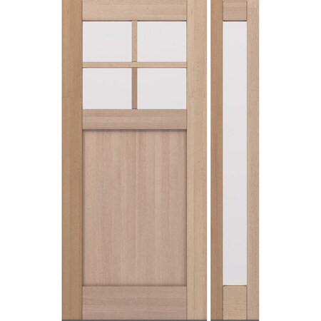 Doornmore CRF-P1G4, 51.5" x 82" ( 36" Door + 12" Side) Right Hand, Mahogany SDL 4 Lite Exterior Door CRF-P1G4-SW-3680-G101-SL_1-1_RI