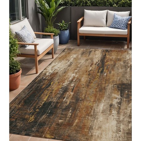 Homeroots 5' X 8' Taupe Gray And Ivory Abstract Washable Indoor Outdoor Area Rug 617675