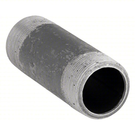 Zoro Select 1-1/2", Black Steel Black Pipe Nipple, Schedule 80 40810