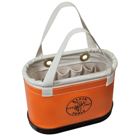 Klein Tools Bucket Bag, Orange, Plastic Exterior, Canvas Interior, Polypropylene Bottom, 14 Pockets 5144BHHB