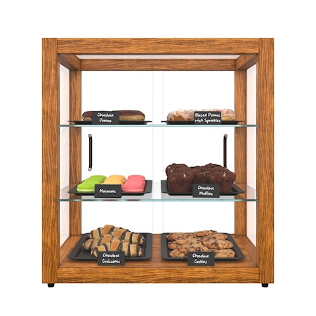 Koolmore 20 In. Artisan Wooden Bakery Square Display case, 2.5 cu ft, light wood color 3 Tiers KM-BDW-20L