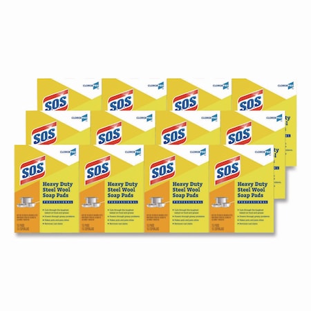 S.O.S. Steel Wool Soap Pads, 2.4 x 3, Steel, PK180 88320