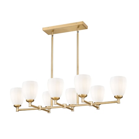 Z-Lite Oren 8-Light Linear Chandelier, 17.5 in W, Modern Gold 7004-8L-MGLD