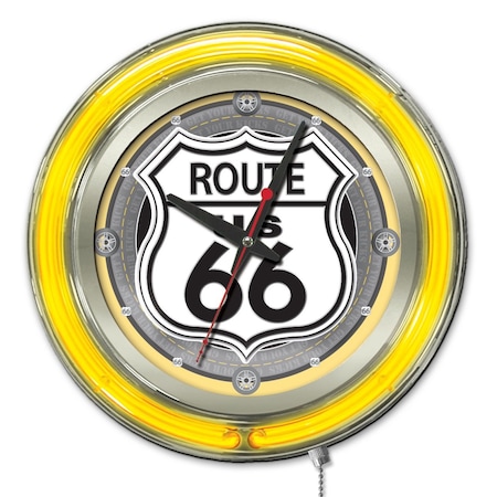 Holland Bar Stool Co Route 66 Double Neon Ring, 15" dia. Logo Clock Clk15Route66