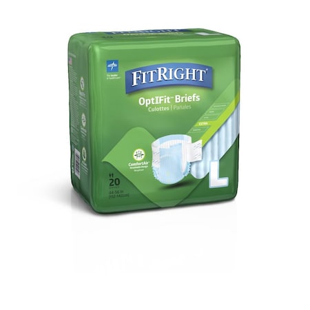Medline FitRight Extra Cloth-Like Adult Incontinence Briefs, Size L, 44in to 56in Waist, 20PK FITEXTRALGZ