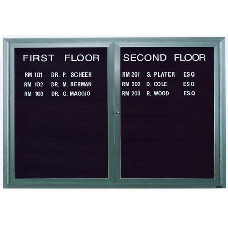 Aarco Enclosed Letter Board Directory w/ Clear Satin Anodized Aluminum Frame, 48''Hx72''W, 2 Doors ADC4872