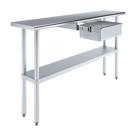 Amgood 14 in. x 60 in. Stainless Steel Table With Drawer AMG WT-1460 + DRAWER-1510-Z