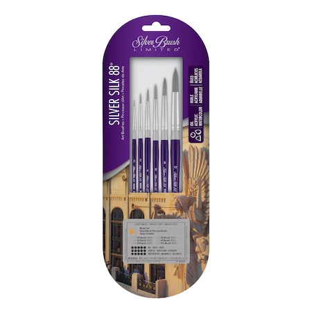 Silver Brush Silver Silk 88 Short Handle Round Brushes, 6-Piece Set SK-8103S