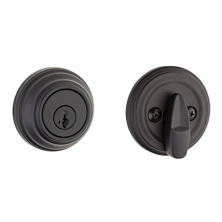 Kwikset Single Cylinder Deadbolt SmartKey with 6AL Latch and STRKP Strike Pack which includes Square 980-514S.STRKP