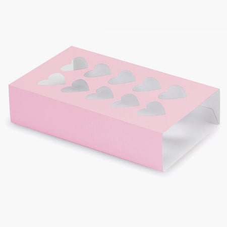 Nashville Wraps Pink Macaron and Cookie Sleeve, Heart Window, 8.25x5x2, 100PK MCSDHP