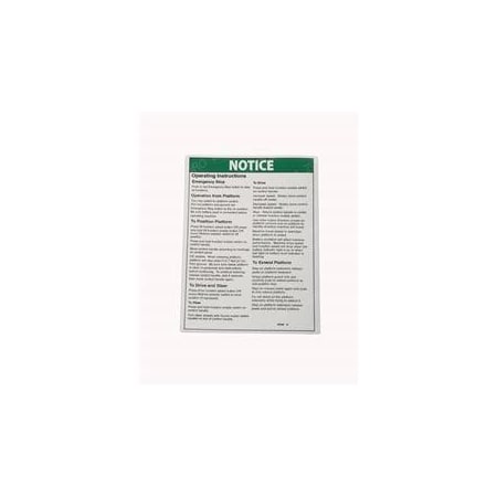 Genie REPLACEMENT DECAL, OPERATING INSTRUCTIONS 43090