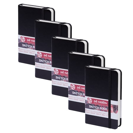 Talens Art Creation Sketchbook, 80 Sheets, 90lbs, Black Cover, 3.5'' x 5.5'', 5PK 9314001M