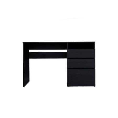 Homeroots 47" Black Computer Desk With Three Drawers 403805