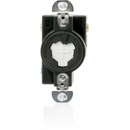 Leviton Locking Receptacle, Non-NEMA, 20 A, 125V AC, 2 Pole, Flush Mount, Screw Terminals, Black 23000-LHG