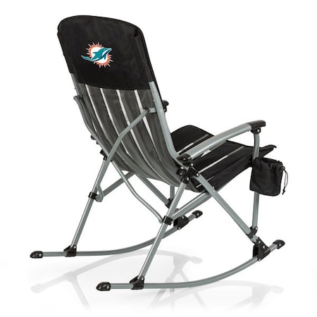 Picnic Time Family Of Brands Miami Dolphins - Outdoor Rocking Camp Chair, (Black) 805-01-175-174-2