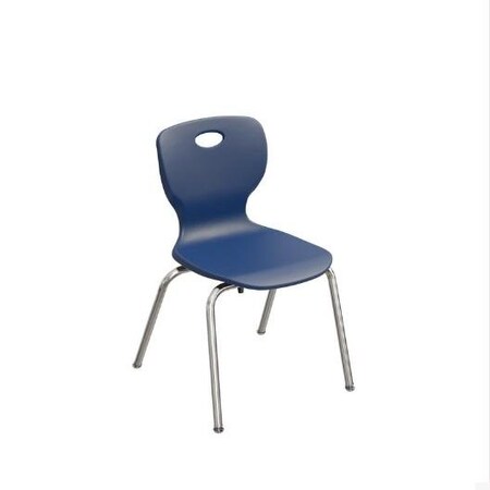 Correll Stacking Student Chair, 14in, Light Texture Seat, Chrome Legs, Navy, 4PK CSCHR14-45-4PK
