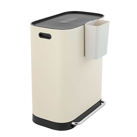 Happimess Beni Kitchen Trash/Recycling 16-Gallon Double-Bucket Step Trash Can w/ Odor Filter, Limestone Beige HPM1014D