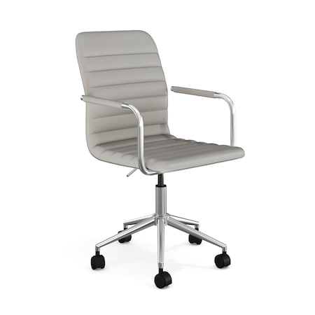 Martha Stewart Taytum Upholstered Office Chair in Gray/Polished Nickel CH-142370-GY-MS
