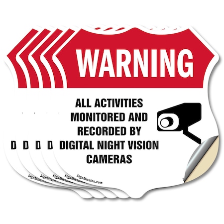 Signmission Video Surveillance Shield Label Set Warn, 4 inch X 4 inch, Vinyl Decal, 5PK SHI-D-5PACK-4-467