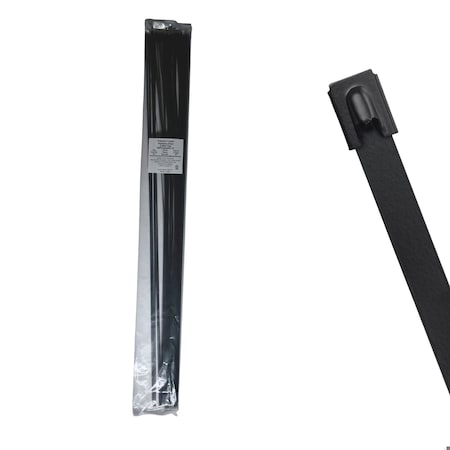Cable Ties Unlimited Cable Tie, 42 in L, 150 lb Strength, 12.8 in Max Bundle Dia, Coated 316 Stainless Steel, Blk, 100PK SSPCoated42-LD