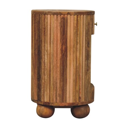 Homeroots 23" Natural Solid Wood Oval Ribbed Texture One Drawer Nightstand 651616