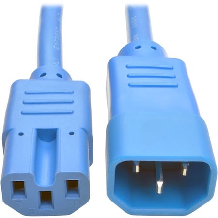 Eaton Tripp Lite Series Power Cord C14 to C15 - Heavy-Duty, 15A, 250V, 14 AWG, 3 ft. 0.91 m, Blue P018-003-ABL