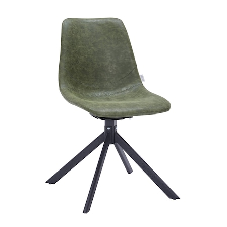 Leisuremod Markley Modern Leather Swival Dining Chair With Metal Legs in Green MSCBL-18-G
