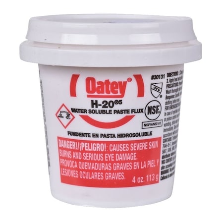 Oatey H-20 Series Water Soluble Flux, 4 oz, Paste, Light Yellow 30131