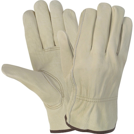 Mcr Safety Durable Cowhide Leather Work Gloves, Cream, M, 1 PR MCSCRW3215M