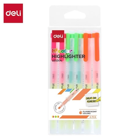 Deli THINK Pen-Style Highlighters, Classic Colors, Chisel Tip, 6PK EU35304
