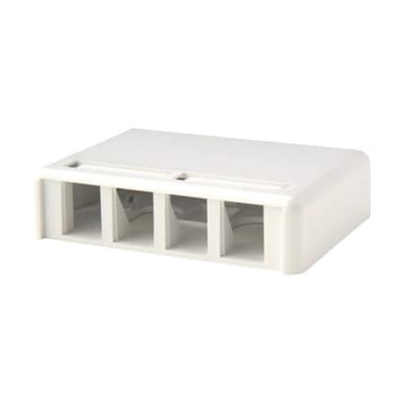 Ortronics 4-PORT SURFACE MT BOX UNLOADED, SINGELGANG TRACJACK, FOG WHITE 404TJ4