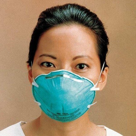3M Particulate Respirator & Surgical Mask, N95, Level 2, Molded, Dual Straps, Metal Nose Clip, M, PK20 1860