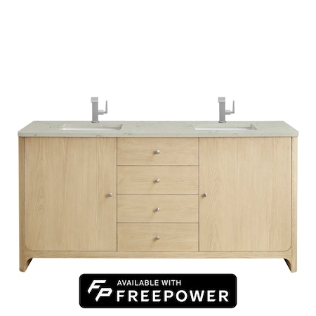 James Martin Vanities Gracyn 72 in. Double Vanity, Coastal Driftwood, w/ 3 CM Victorian Silver Silestone Top D125-V72-CSD-FVSL