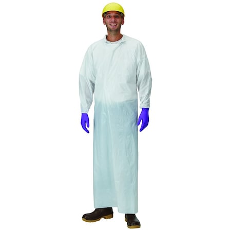 Workhorse Economy Single Use Polyethylene Gowns, 1.25 Mil, Elastic Wrist, 100PK E5420520