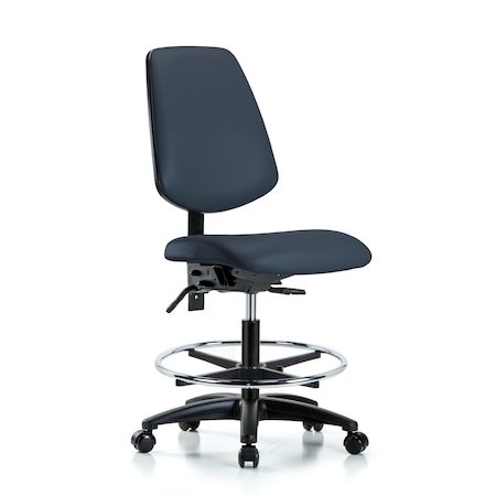 Blue Ridge Ergonomics Medium Bench Chair No Arms, 22" to 29" Height, Vinyl, Imperial Blue BR-VMBCH-MB-RG-T1-A0-CF-RC-8582